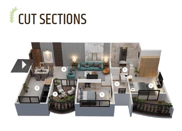 Floor plan of 2 BHK 781 Sq. Ft. Apartment in Skyboat Casaverde, Pune