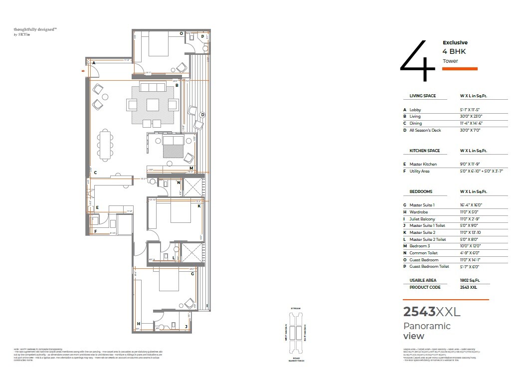 Floor plan of 4 BHK 1802 Sq. Ft. Apartment in Skyi 5 Maidan, Pune