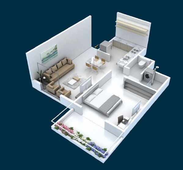 1 BHK 357 Sq. Ft. Apartment