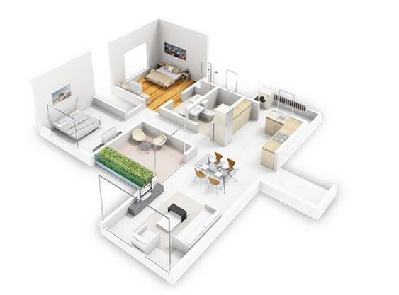 Floor plan of 2 BHK 991 Sq. Ft. Apartment in SKYi Iris Bavdhan, Pune