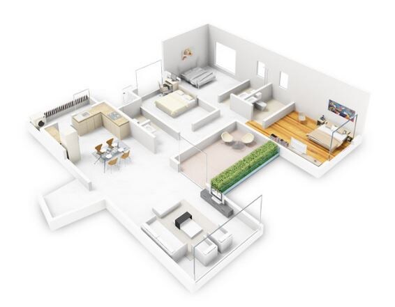 Floor plan of 3 BHK 1527 Sq. Ft. Apartment in SKYi Iris Bavdhan, Pune