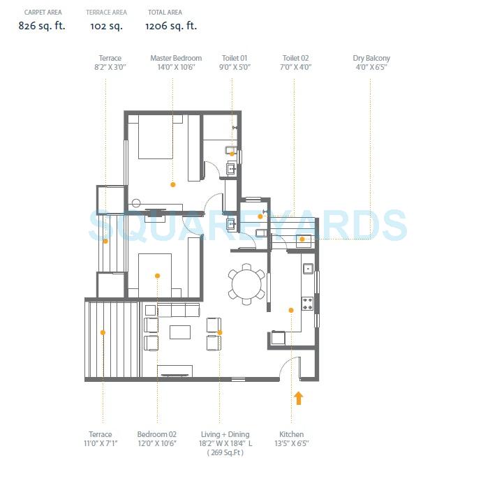 Other, skyi-manas-lake 2 Bedroom 1206 Sq.Ft. Apartment In Bhukum Pune 8932662