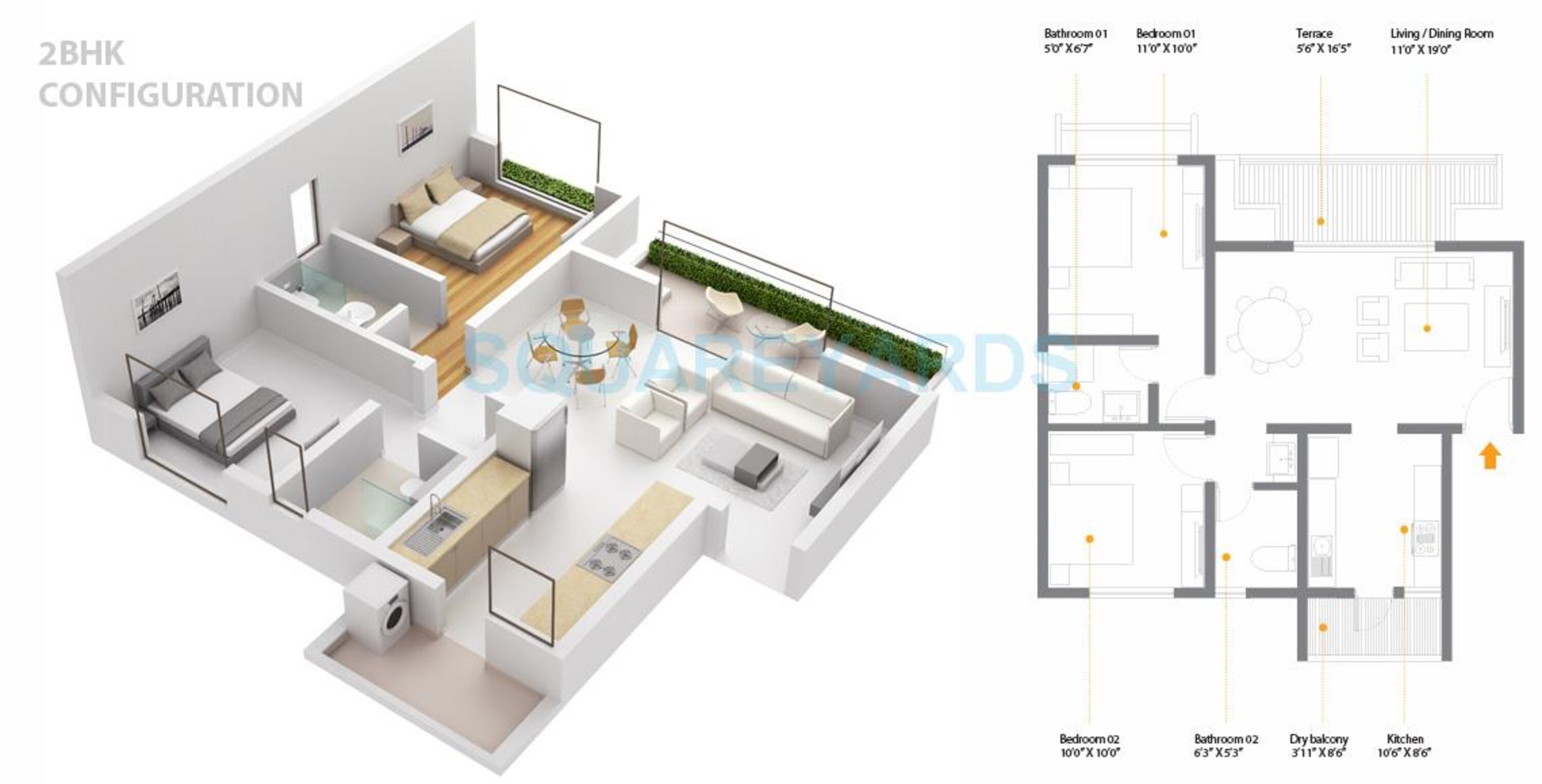 skyi songbirds apartment 2bhk 954sqft 1