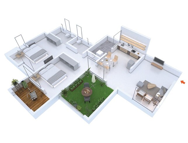 Floor plan of 2 BHK 578 Sq. Ft. Apartment in Skyi Star City, Pune