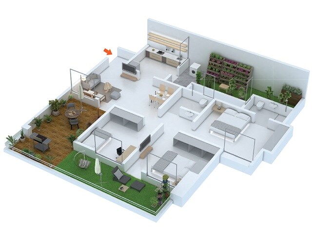 Floor plan of 3 BHK 1067 Sq. Ft. Apartment in Skyi Star City, Pune