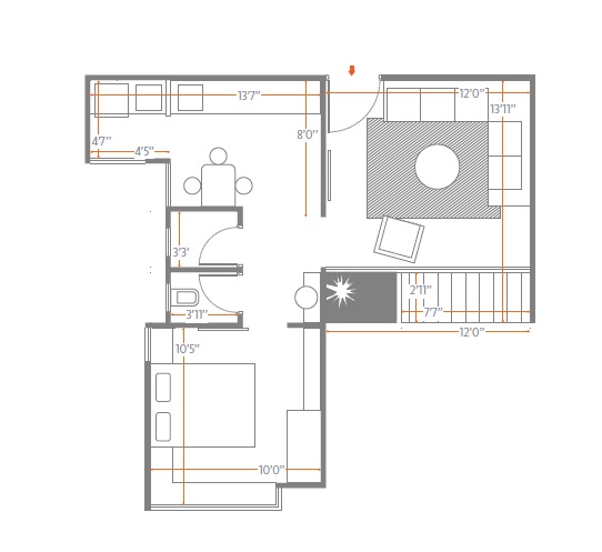 1 BHK 345 Sq. Ft. Apartment in Skyi Star Town Phase 1