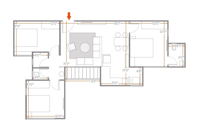 Floor plan of 3 BHK 619 Sq. Ft. Apartment in Skyi Star Town Phase 3, Pune