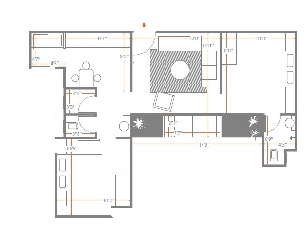Floor plan of 2 BHK 483 Sq. Ft. Apartment in Skyi Star Town Phase 4, Pune