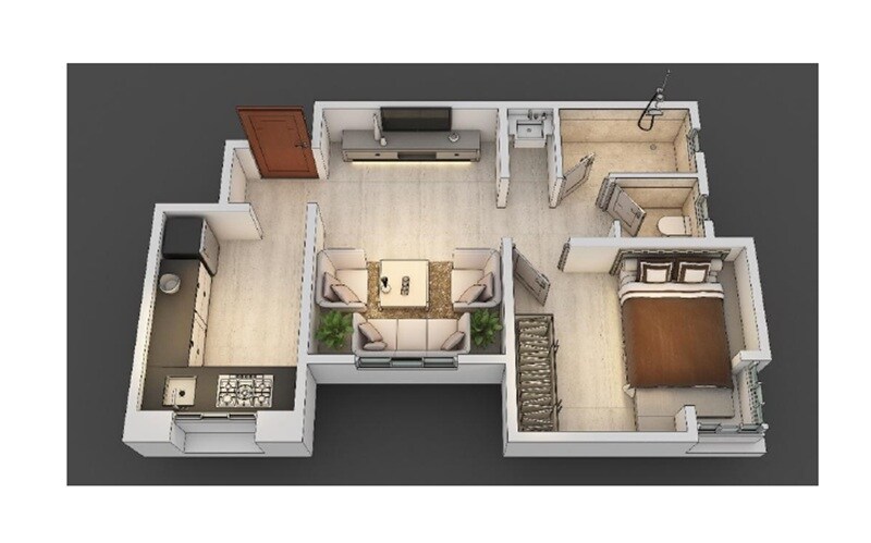 Floor plan of 1 BHK 459 Sq. Ft. Apartment in Skylark Shakuntala, Pune