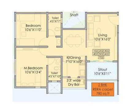 2 BHK 780 Sq. Ft. Apartment in Skyline Rajdeep