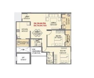 Floor plan of 2 BHK 861 Sq. Ft. Apartment in Skyrise Skyscape, Pune