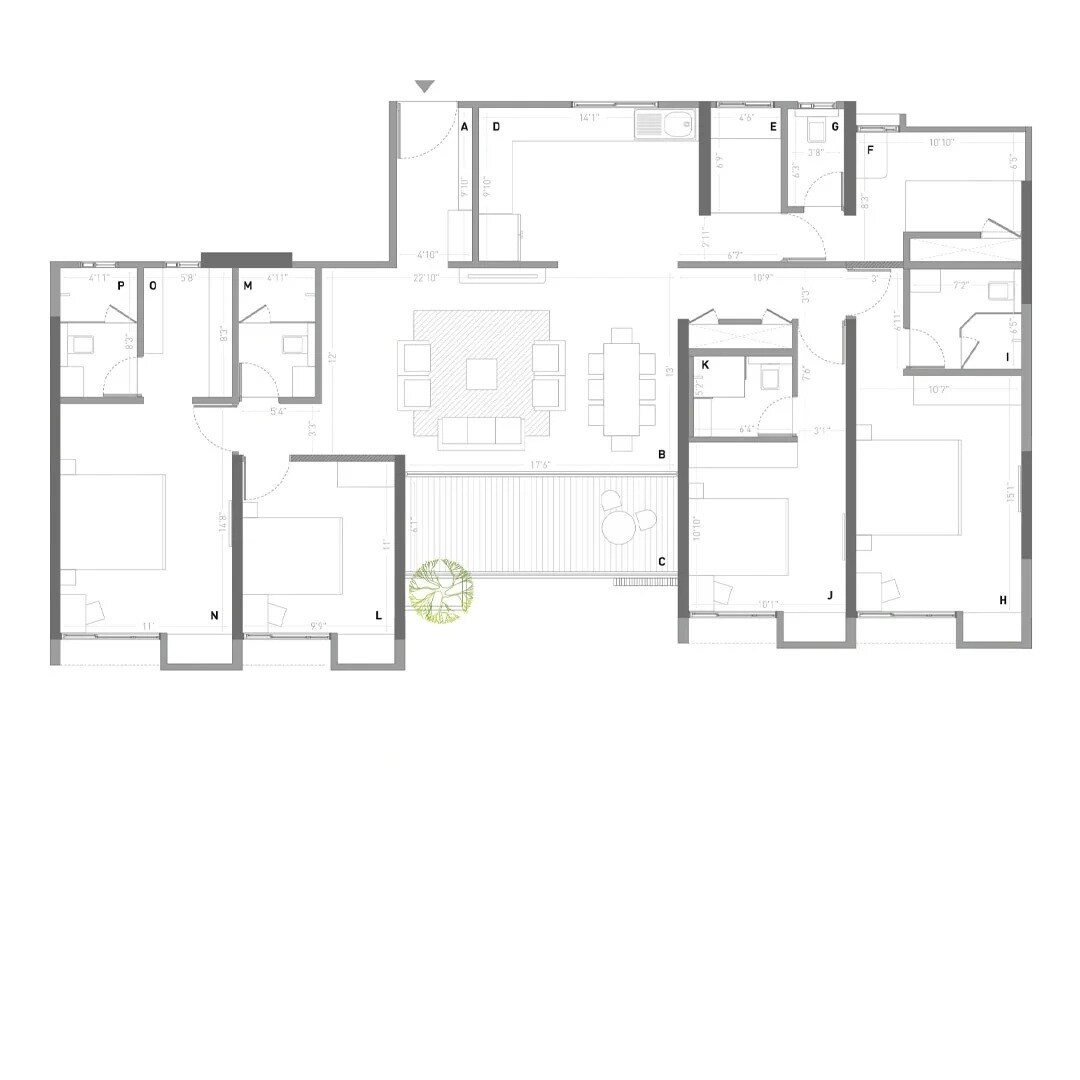 Floor plan of 4 BHK 1776 Sq. Ft. Apartment in SMP Amberwood, Pune