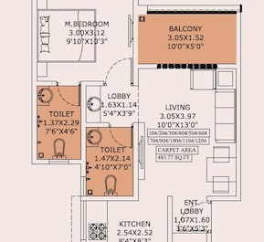1 BHK 483 Sq. Ft. Apartment in Sneha Kohinoor