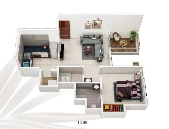 Floor plan of 1 BHK 419 Sq. Ft. Apartment in Snehmangal Infinity Cube, Pune