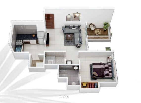 Floor plan of 1 BHK 349 Sq. Ft. Apartment in Snehmangal Infinity Pride, Pune
