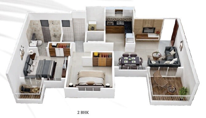 Floor plan of 2 BHK 494 Sq. Ft. Apartment in Snehmangal Infinity Pride, Pune