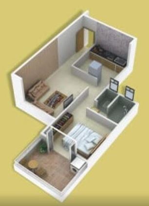 Floor plan of 1 BHK 430 Sq. Ft. Apartment in Snehroop Sneh, Pune