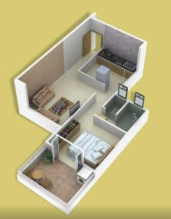 Floor plan of 1 BHK 357 Sq. Ft. Apartment in Snehroop Sneh, Pune