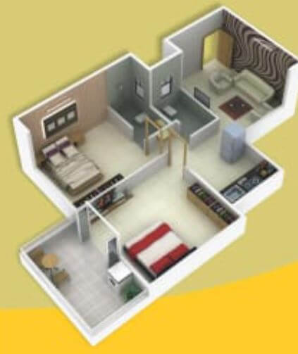 Floor plan of 2 BHK 485 Sq. Ft. Apartment in Snehroop Sneh, Pune
