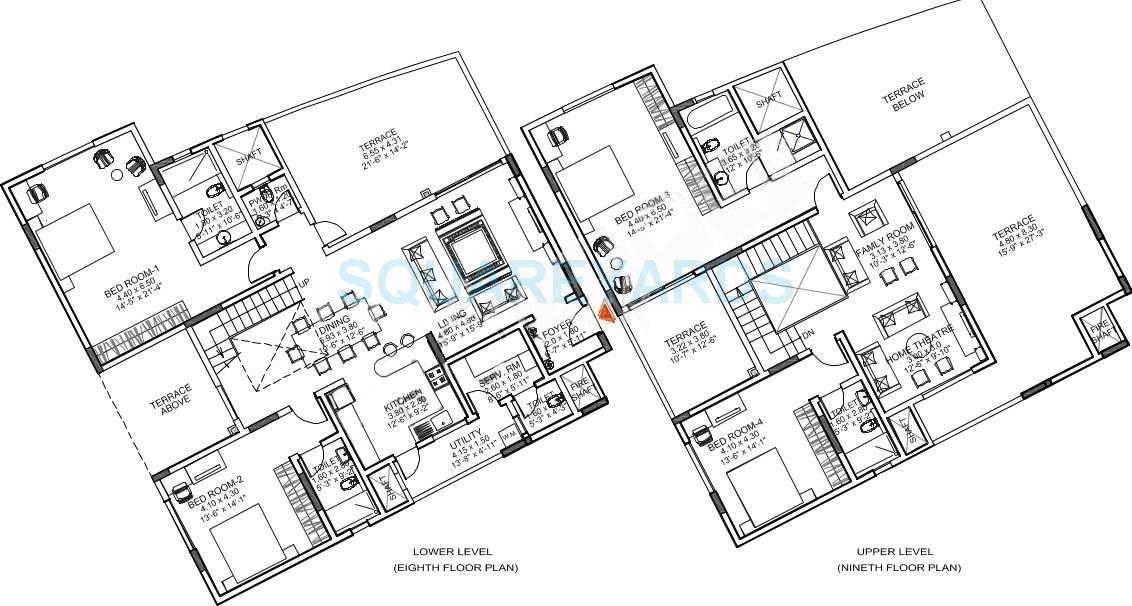 Floor plan of 4 BHK 3863 Sq. Ft. Apartment in Sobha Carnation Pune, Pune