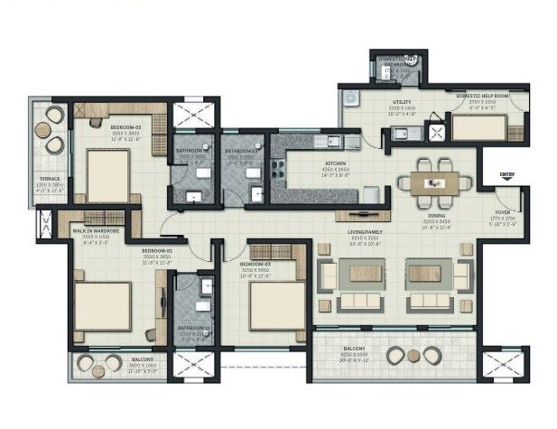 3 BHK 1548 Sq. Ft. Apartment