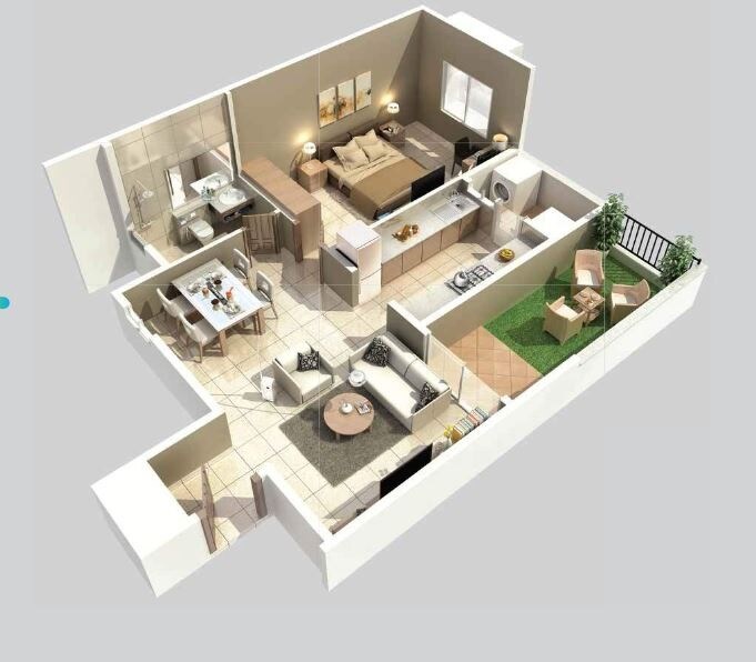 Floor plan of 1 BHK 528 Sq. Ft. Apartment in Sobha Orion, Pune