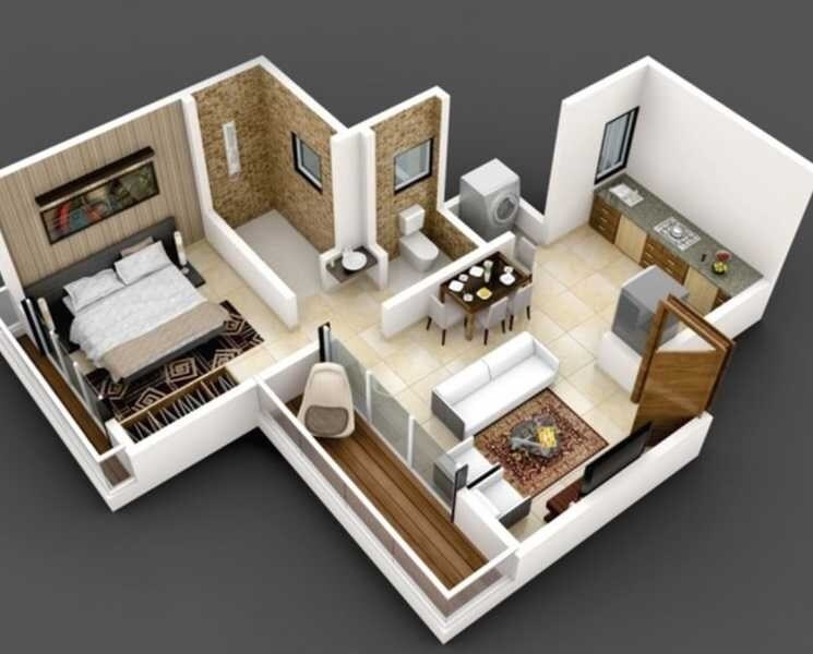 Floor plan of 1 BHK 776 Sq. Ft. Apartment in Somani Pyramid Residency, Pune
