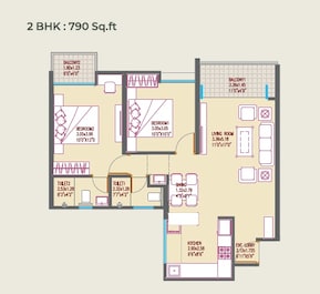 2 BHK 790 Sq. Ft. Apartment in Sonai Clara