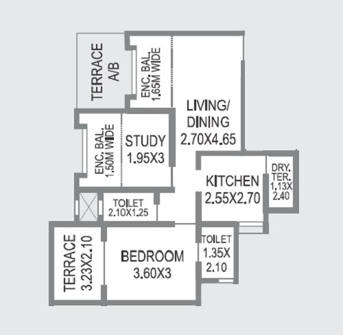 2 BHK 615 Sq. Ft. Apartment