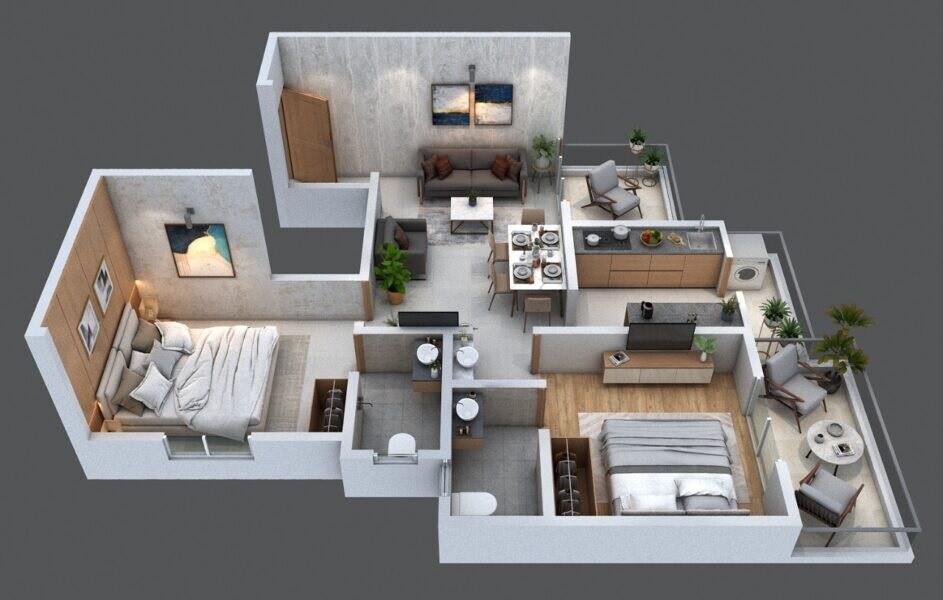 2 BHK 637 Sq. Ft. Apartment