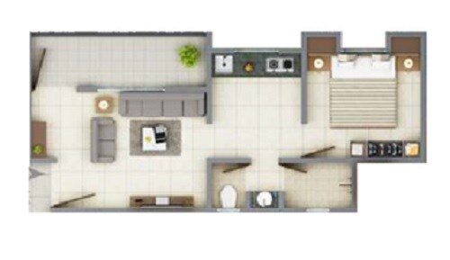 Floor plan of 1 BHK 447 Sq. Ft. Apartment in Sonigara Melody, Pune