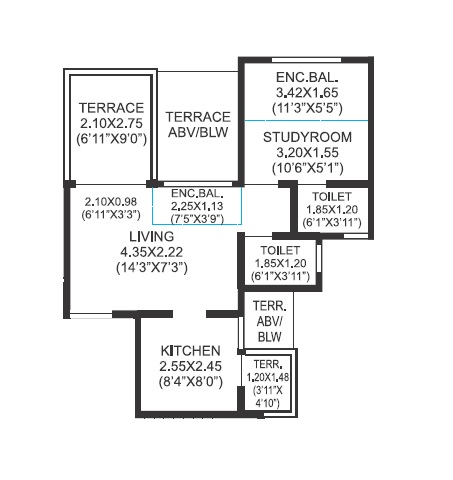 1 BHK 397 Sq. Ft. Apartment in Sonigara Presidency