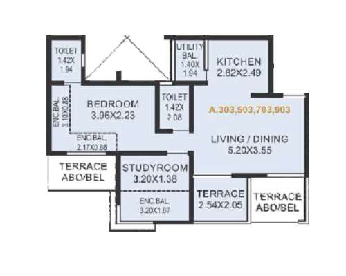 2 BHK 608 Sq. Ft. Apartment in Sonigara Twin Towers