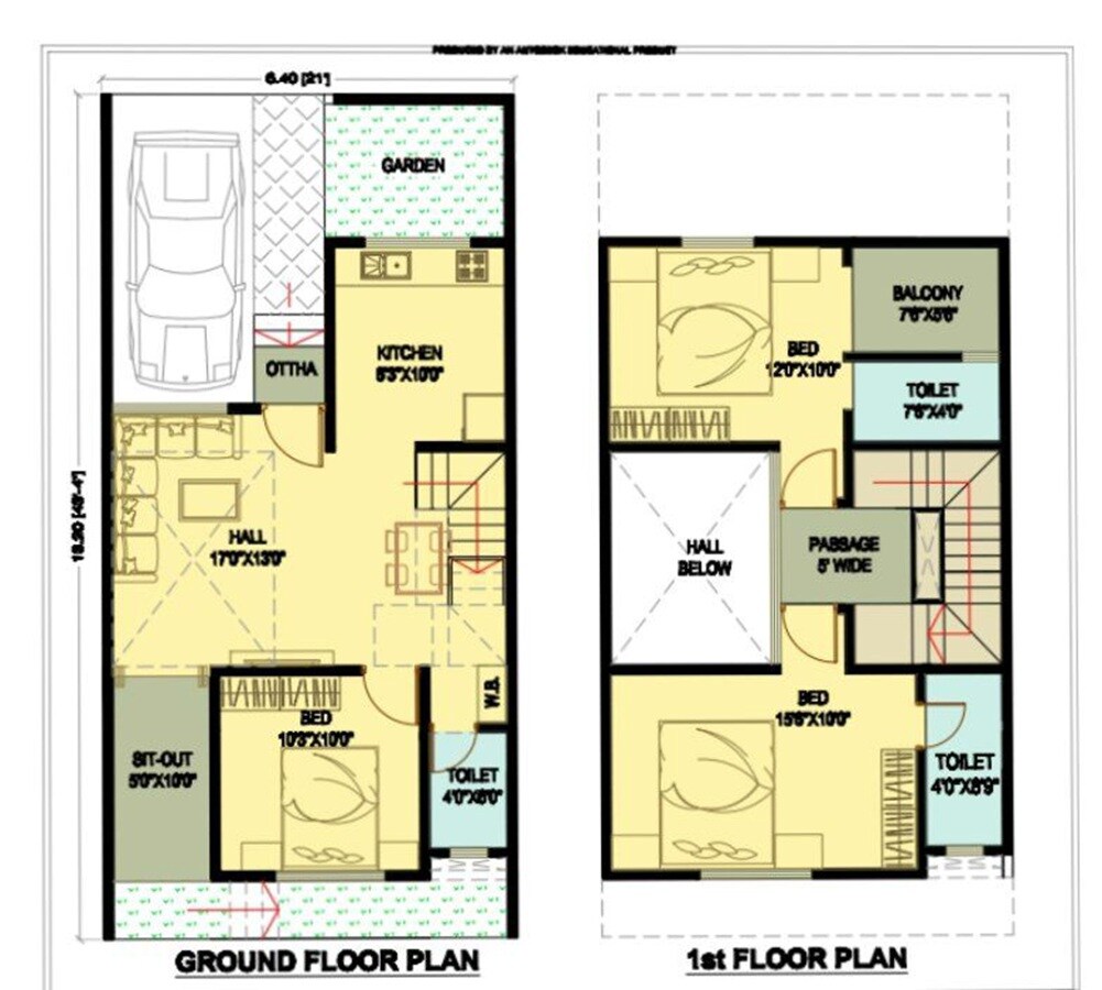 Floor plan of 3 BHK Row House - 1210 sq. ft. in SP 24 Elements, Pune