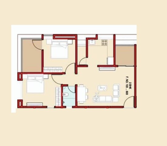 2 BHK 592 Sq. Ft. Apartment