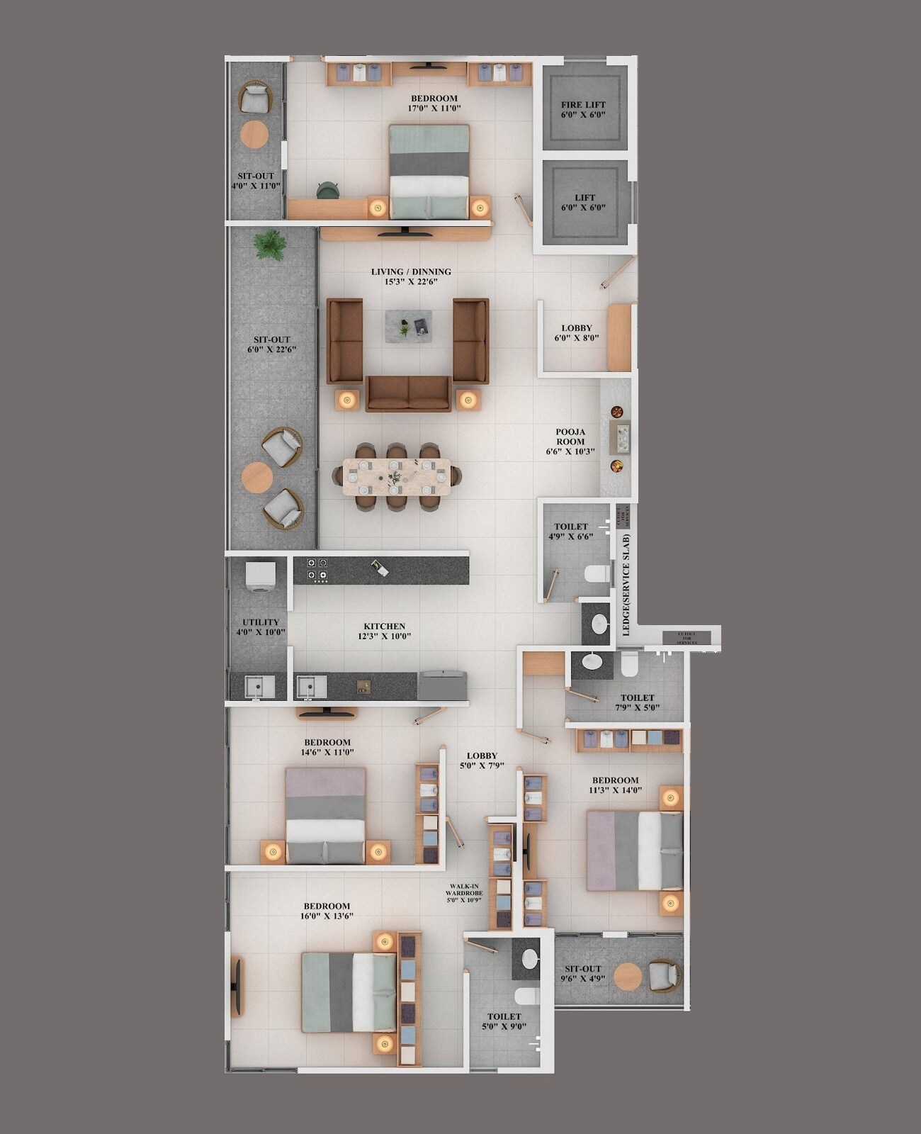 4 BHK 1885 Sq. Ft. Apartment