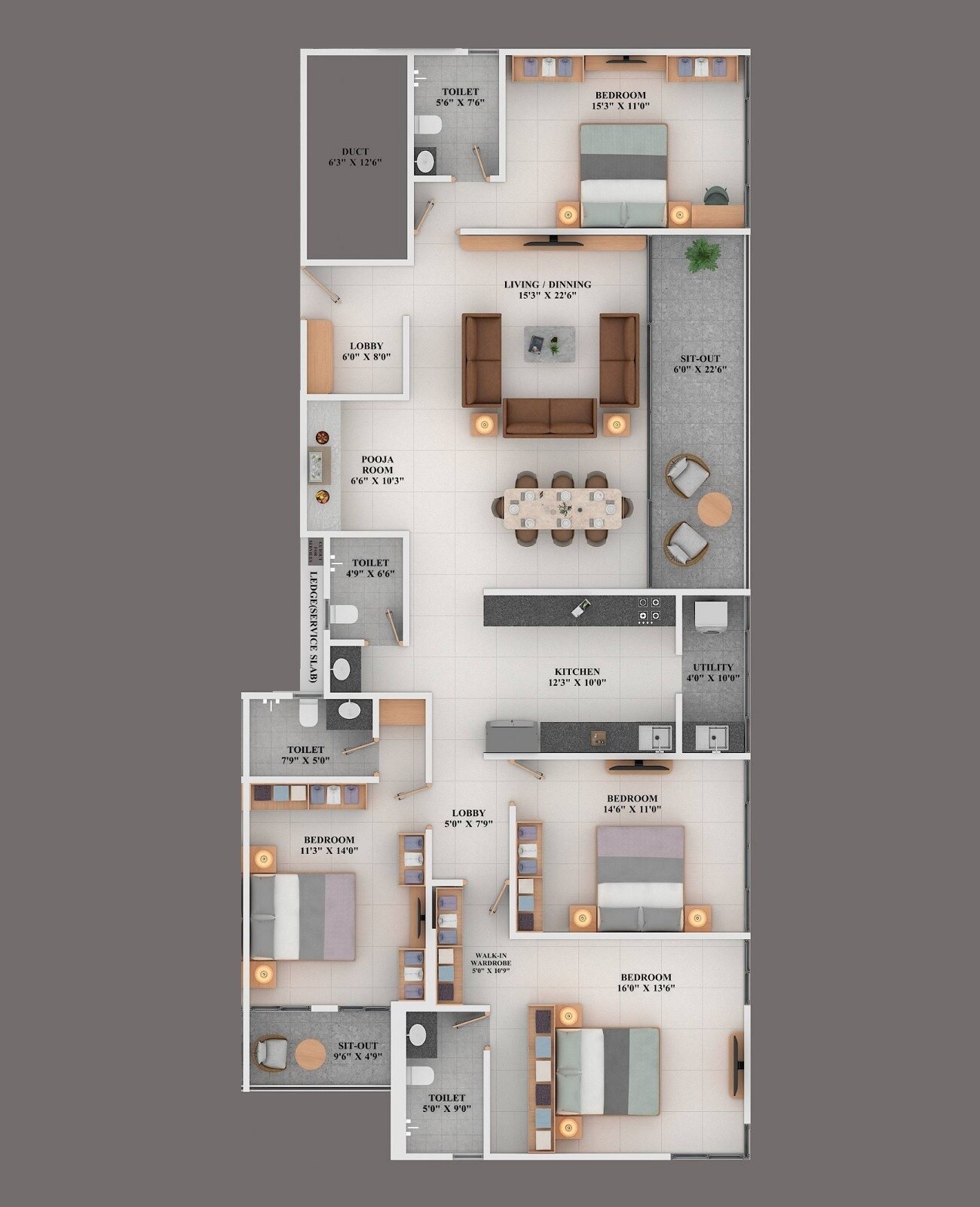 4 BHK 1935 Sq. Ft. Apartment