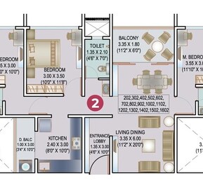 3 BHK 1052 Sq. Ft. Apartment in Space Paramount Tower