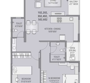 2 BHK 841 Sq. Ft. Apartment in Spaciability 18 Jewels