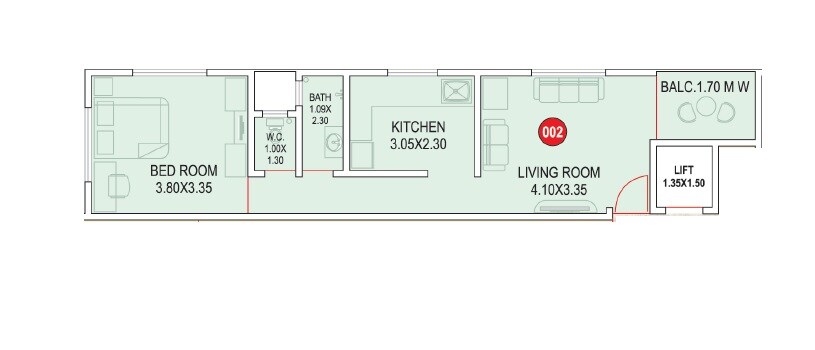 Floor plan of 1 BHK 528 Sq. Ft. Apartment in Sparkle Splendor, Pune