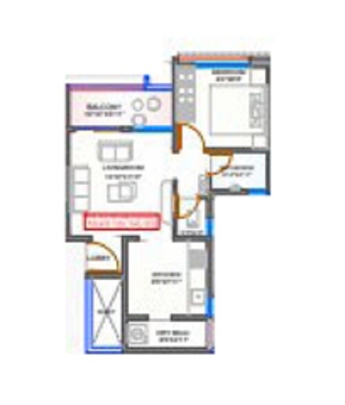 Floor plan of 1 BHK 445 Sq. Ft. Apartment in SR Devrai, Pune