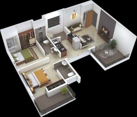 Floor plan of 2 BHK 450 Sq. Ft. Apartment in Sree Mangal Little Hearts, Pune