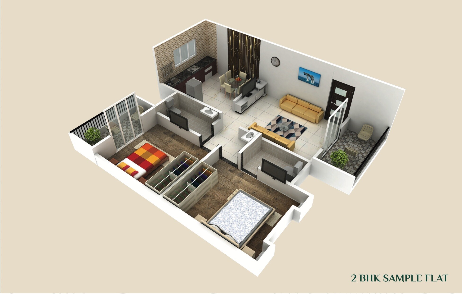 2 BHK 682 Sq. Ft. Apartment