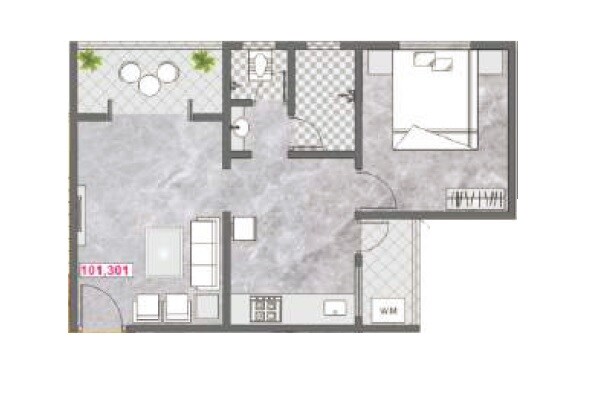 1 BHK 322 Sq. Ft. Apartment
