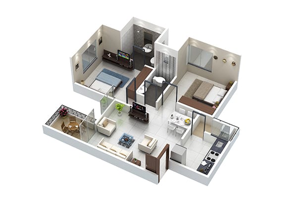 Floor plan of 2 BHK 512 Sq. Ft. Apartment in Srrinivas Stella C1, Pune