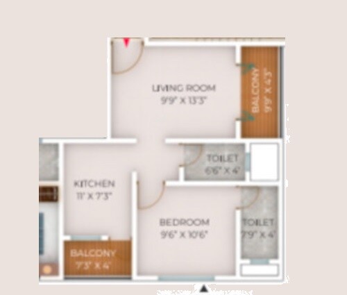 Floor plan of 1 BHK 464 Sq. Ft. Apartment in SS Shambhavi Pride, Pune