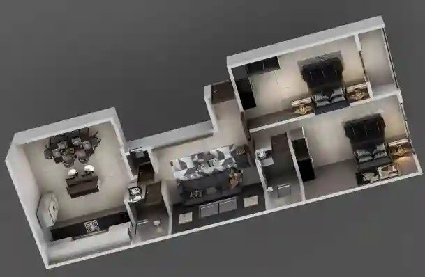 Floor plan of 2 BHK 616 Sq. Ft. Apartment in SS Swapna Sheela, Pune