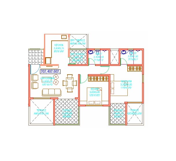 Floor plan of 2 BHK 755 Sq. Ft. Apartment in SSD Sai Crystal, Pune