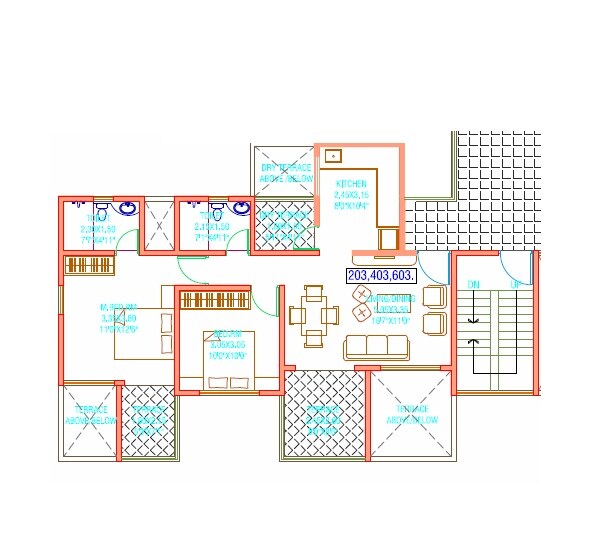 Floor plan of 2 BHK 766 Sq. Ft. Apartment in SSD Sai Crystal, Pune