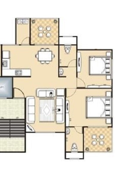 Floor plan of 2 BHK 964 Sq. Ft. Apartment in SSD Sai Platinum, Pune